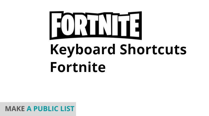 Keyboard Shortcuts Fortnite