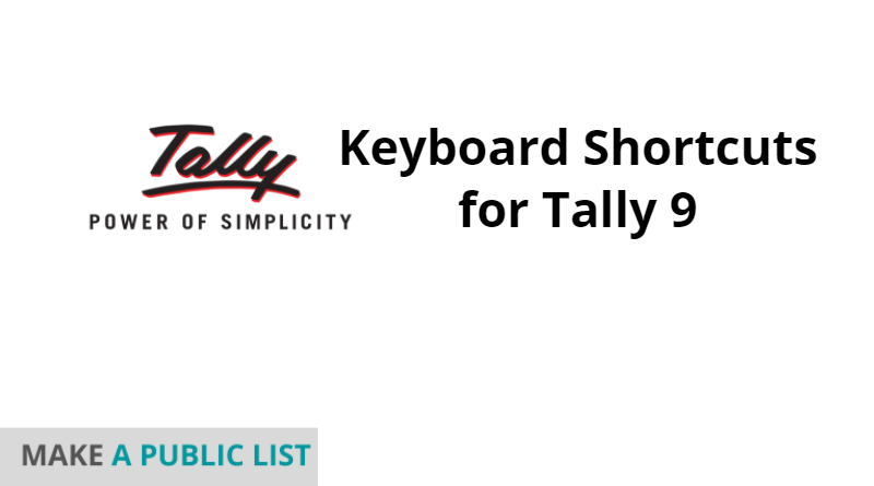 Keyboard Shortcuts for Tally 9