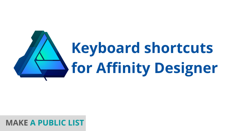 Keyboard shortcuts for Affinity Designer