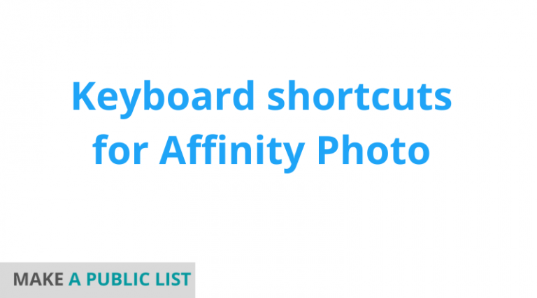 affinity photo keyboard shortcuts