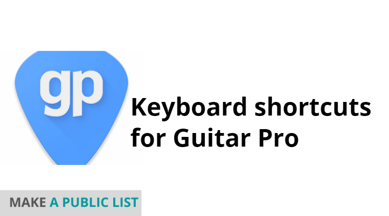 Keyboard shortcuts for Guitar Pro