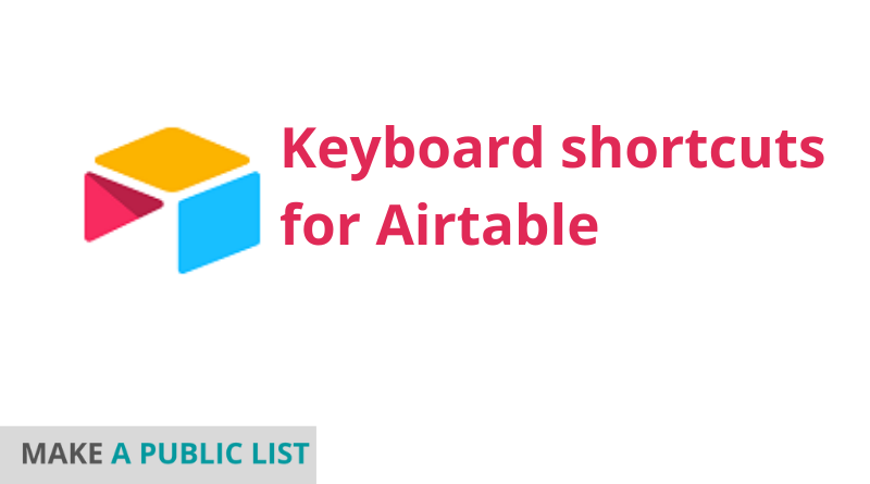 keyboard shortcuts for airtable