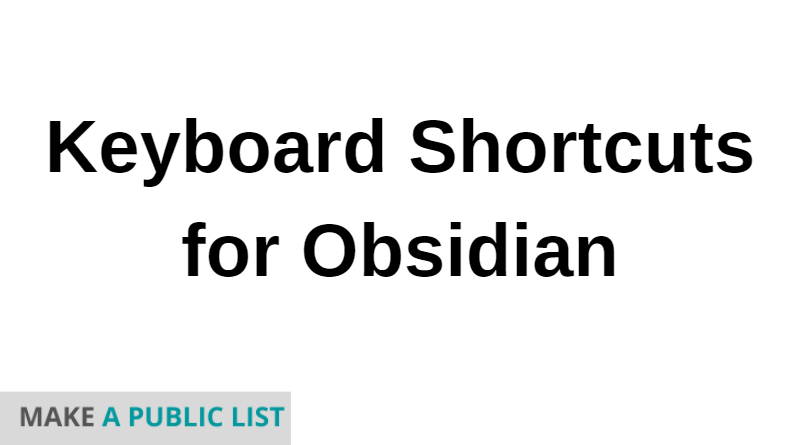 Keyboard Shortcuts for Obsidian